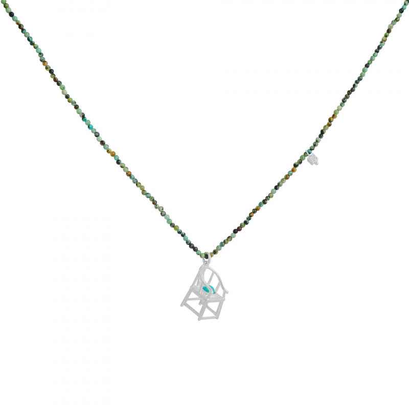 Turquoise Beaded Chair Pendant Necklace - Crystalory