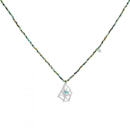 Turquoise Beaded Chair Pendant Necklace - Crystalory
