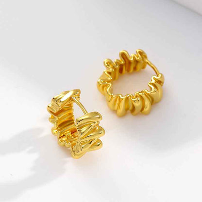 Gold Irregular Pleated Earrings - Crystalory