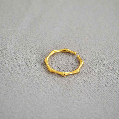 Bamboo Texture Open Adjustable Ring - Crystalory