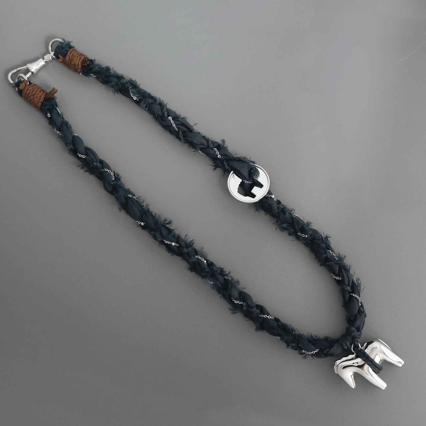 Handwoven Denim Horse Pendant Necklace - Crystalory