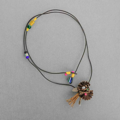 Vintage Braided Flower Pendant Necklace - Crystalory