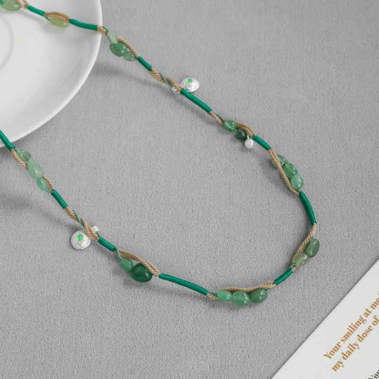 Bohemian Green Aventurine Beaded Necklace - Crystalory