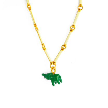 French Style Green Elephant Necklace - Crystalory
