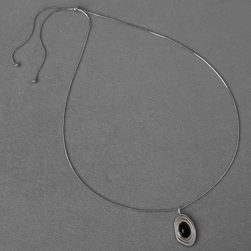 Echo Series Black Bead Necklace - Crystalory