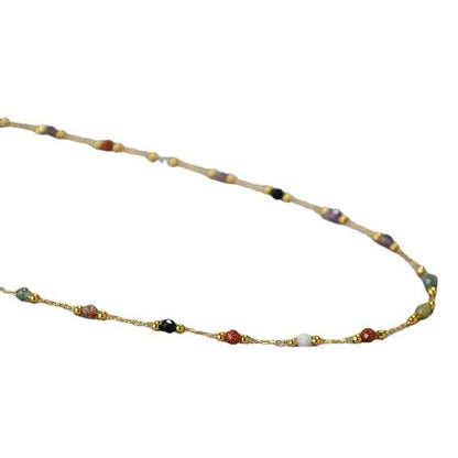 Boho Colorful Natural Stone Beaded Choker - Crystalory