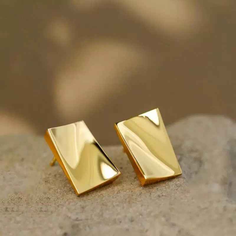 Gold Brick Earrings - Crystalory