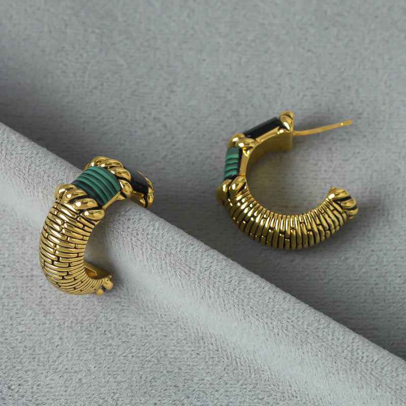 Emerald Hoop Earrings - Crystalory