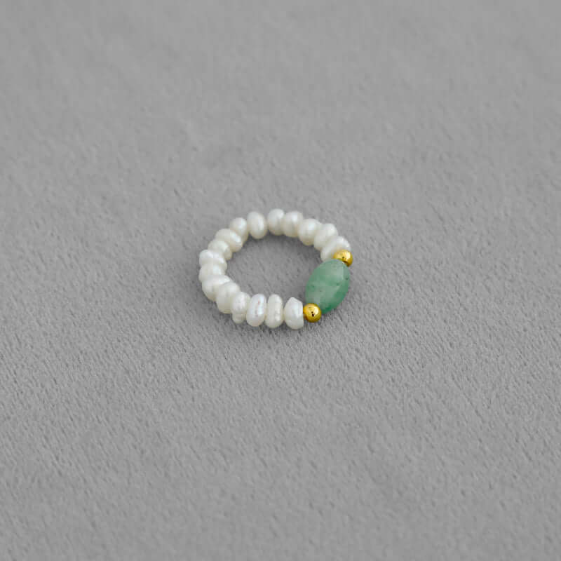 Elegant Jade & Freshwater Pearl Ring - Crystalory