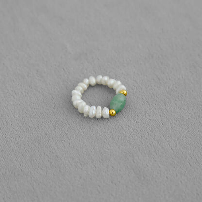 Elegant Jade & Freshwater Pearl Ring - Crystalory