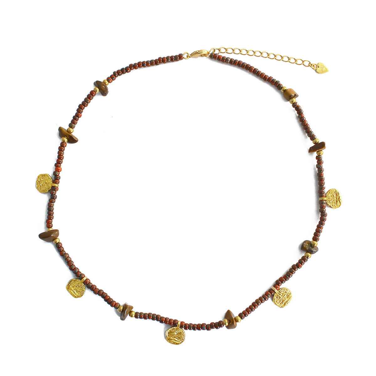 Red Beaded Texture Pendant Necklace - Crystalory