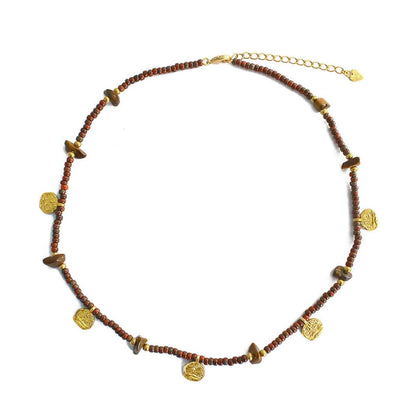 Red Beaded Texture Pendant Necklace - Crystalory