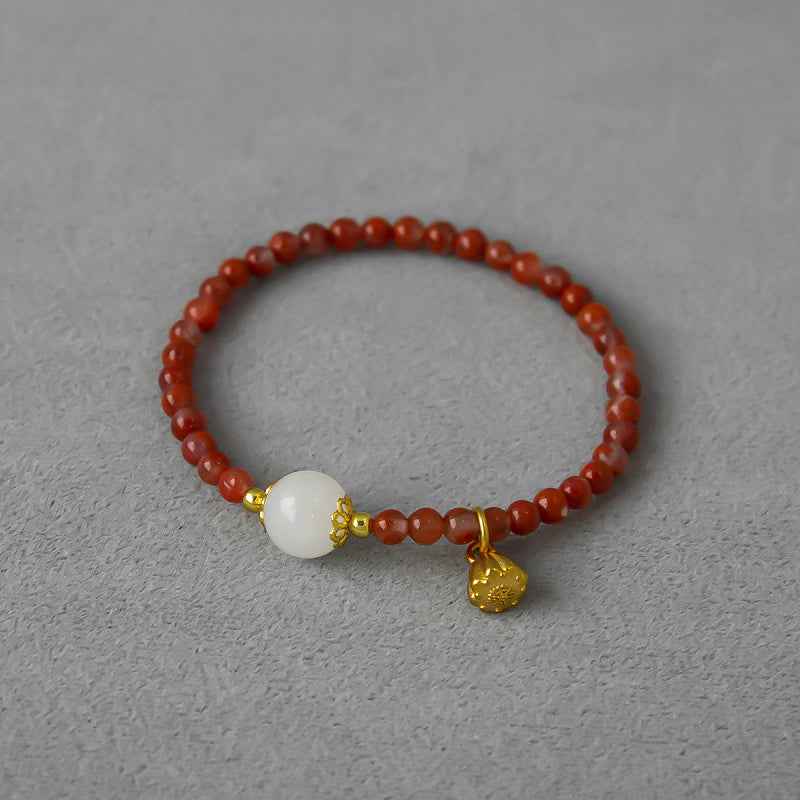 Red Agate Lotus Bracelet