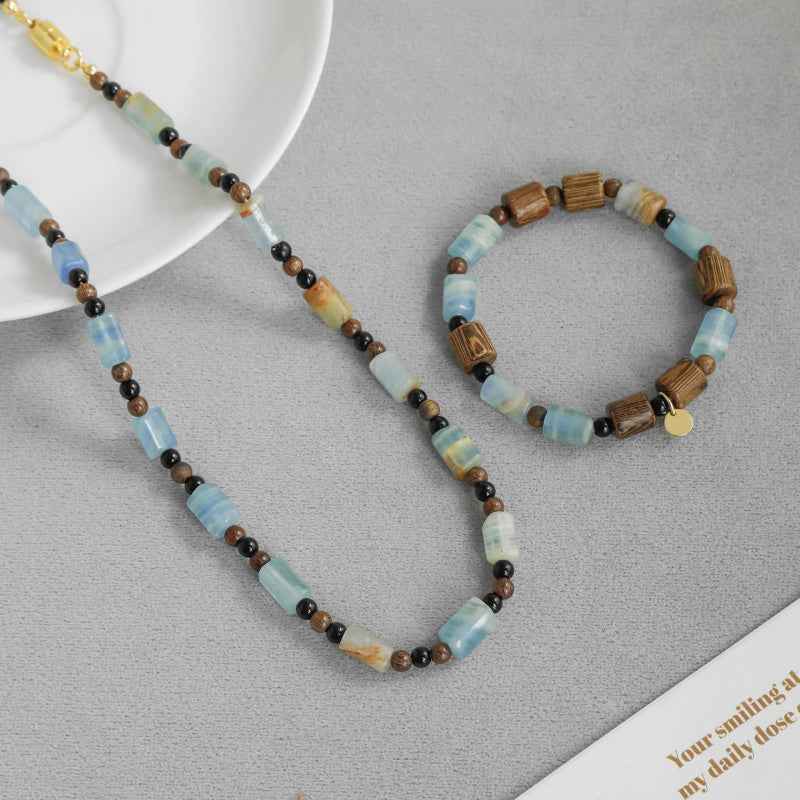 Mist Cloud Beaded Necklace & Bracelet Set - Crystalory
