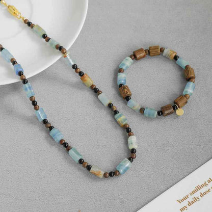 Mist Cloud Beaded Necklace & Bracelet Set - Crystalory