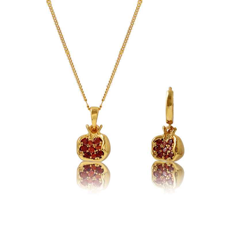 Pomegranate Necklace & Earrings Set - Crystalory