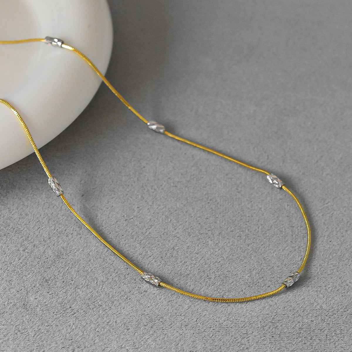 Engraved Tube Snake Chain Necklace - Crystalory