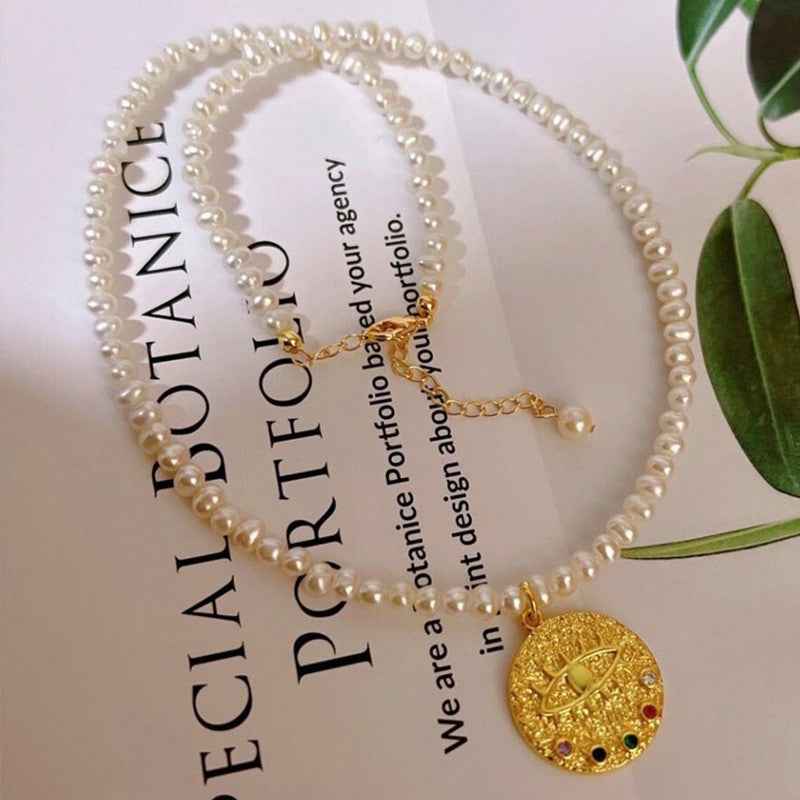 Evil Eye Double Snake Chain Necklace - Crystalory