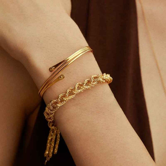 Gold Rope Chain Bracelet - Crystalory
