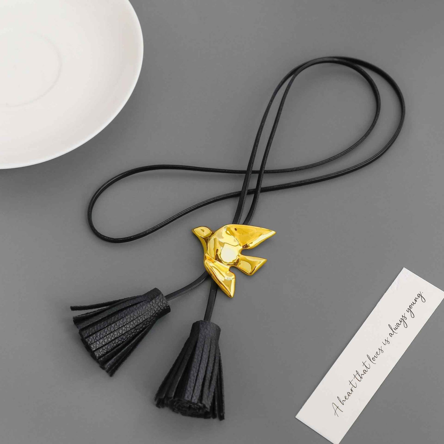 Swallow Long Tassel Necklace - Crystalory